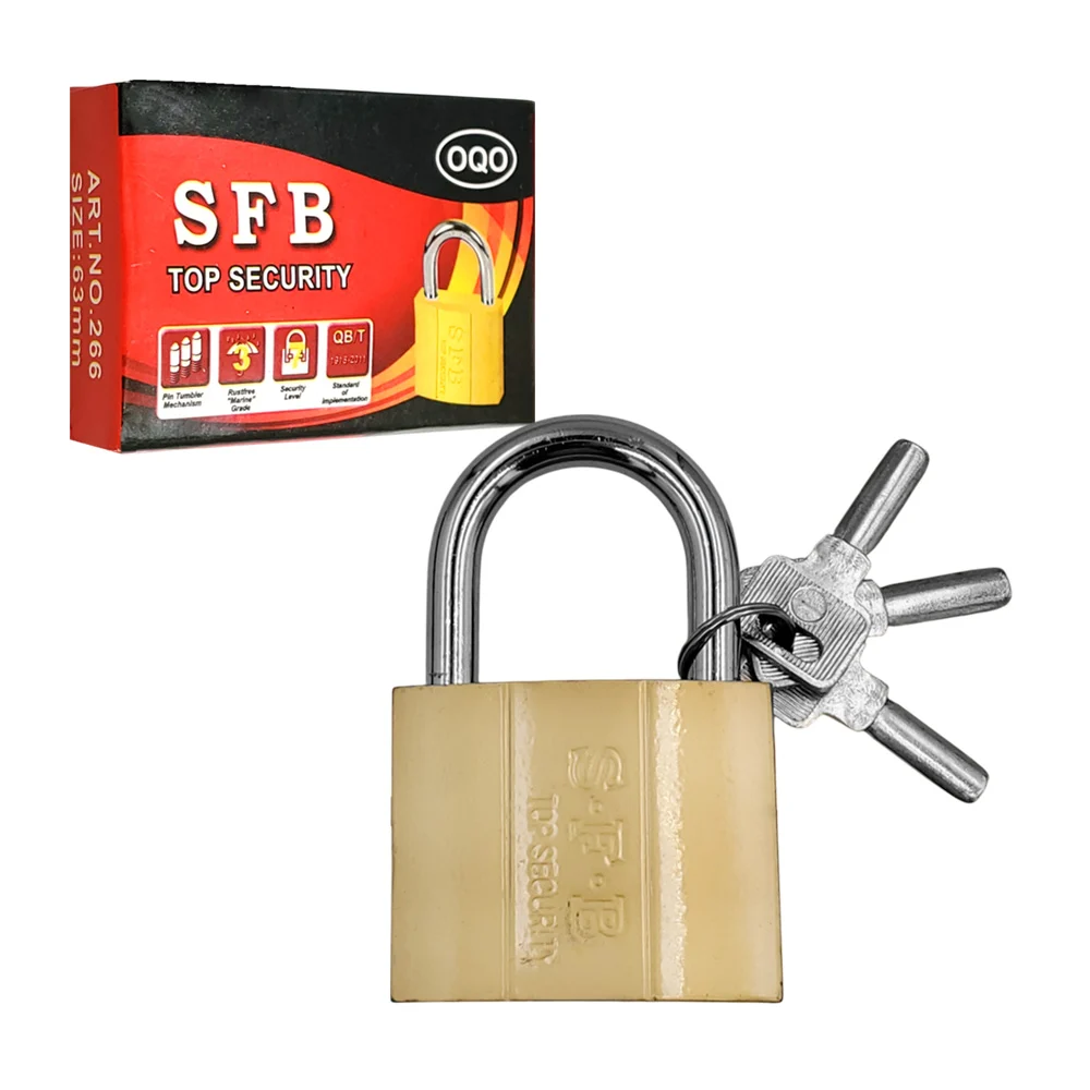 Candado 63mm sfb anticorrosión de gancho medio, seguridad alta + juego de llaves