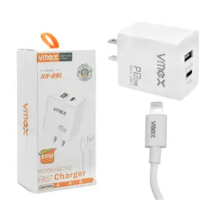 Combo cargador, carga rápida 20w, doble salida usb-a y usb-c, cable u…