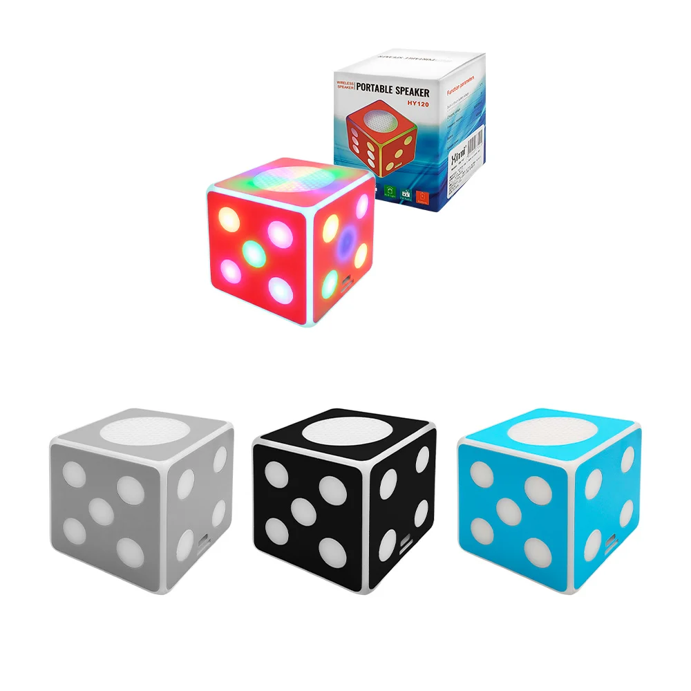 Bocina pequeña en forma de dado, 6cm, recargable, usb y tf + luz rgb, variedad