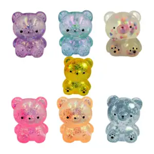 1pza Juguete squeeze antiestrés transparente en forma de oso con diam…