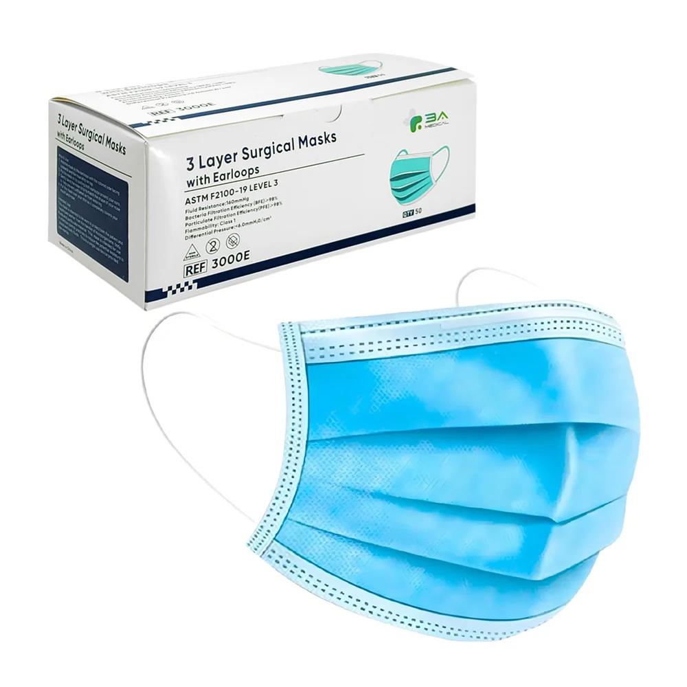 Paquete con 50 cubrebocas azules tricapa para adulto / cb.01mx