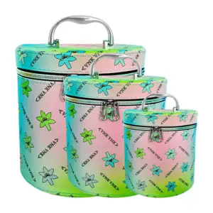 Juego de 3 cosmetiqueras cilíndricas con estampado de flores vnkvnk /…