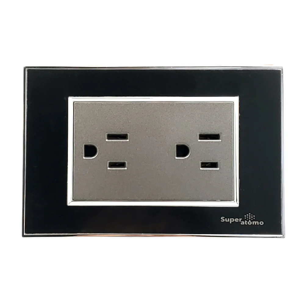Placa en color negro estilo minimalista con contacto duplex / sa1505-pn