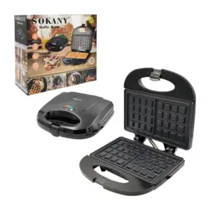 Waflera eléctrica sokany de doble placa antiadherente, 750w / wafle m…
