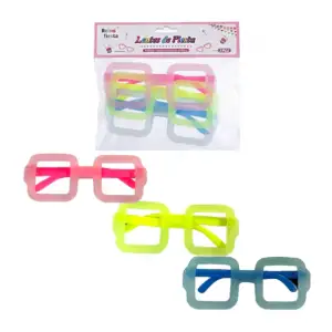 Blíster de 3 lentes de plástico en forma cuadrada, fluorescentes, par…