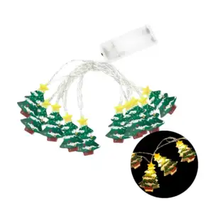 Serie de luz con 10 focos de pila en forma de pino navideño 3d / bt-s…