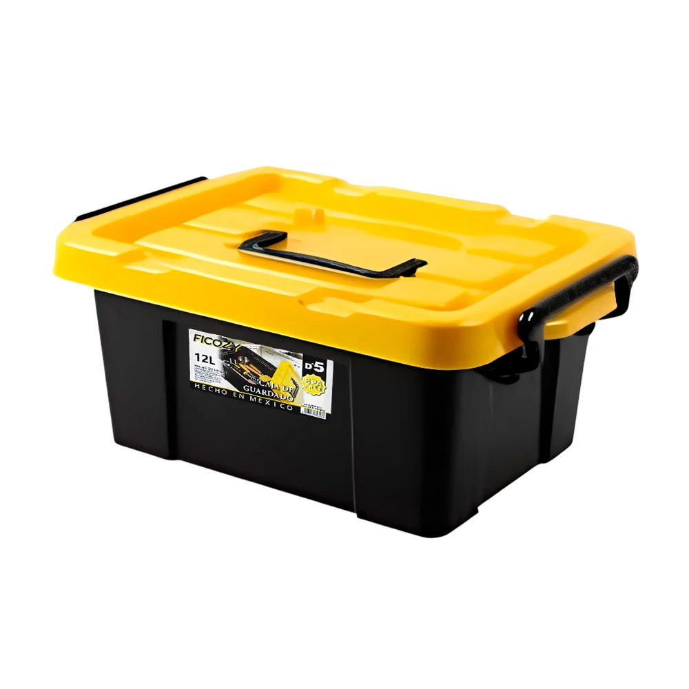 Caja de plástico para almacenamiento, capacidad de 12l, color negro / d5