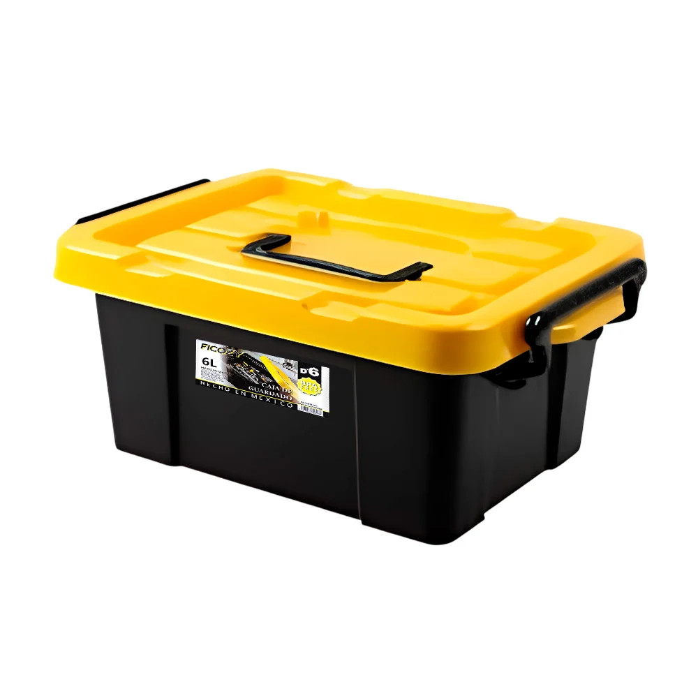 Caja de plástico para almacenamiento, capacidad de 6l, color negro / d6