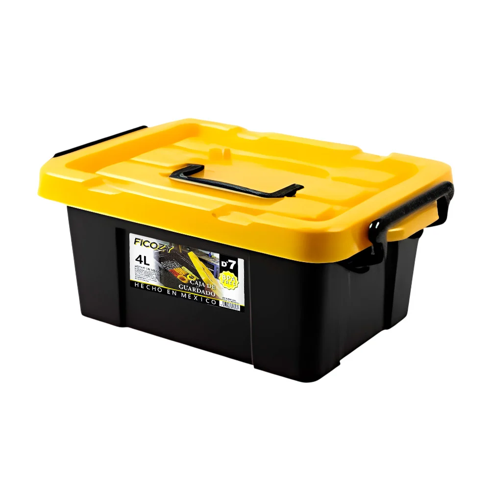 Caja de plástico para almacenamiento, capacidad de 4l, color negro / d7