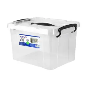 Caja de plástico transparente para almacenamiento, capacidad de 30l /…