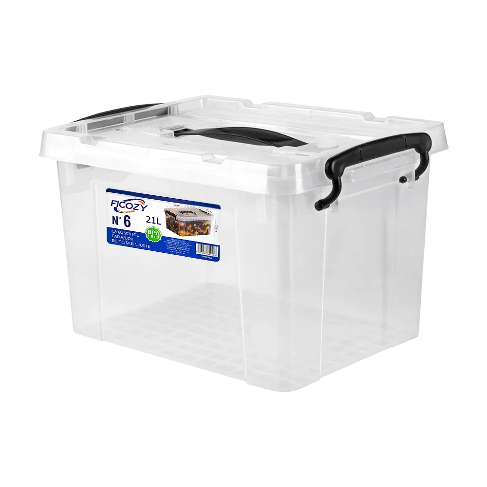 Caja de plástico transparente para almacenamiento, capacidad de 21l / n.6