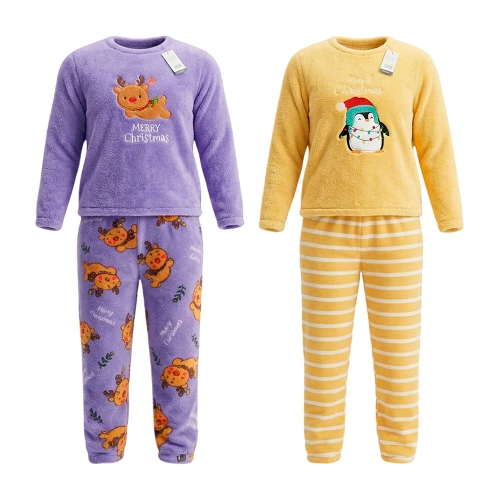 Conjunto de pijama afelpada para adulto 2 piezas pans y suéter con diseño navideño jera moda, variedad de modelos / pijama.polar