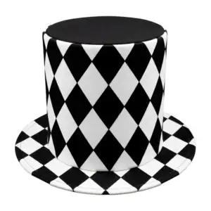 1pza Sombrero grande para fiesta con estampado de rombos negros y bla…