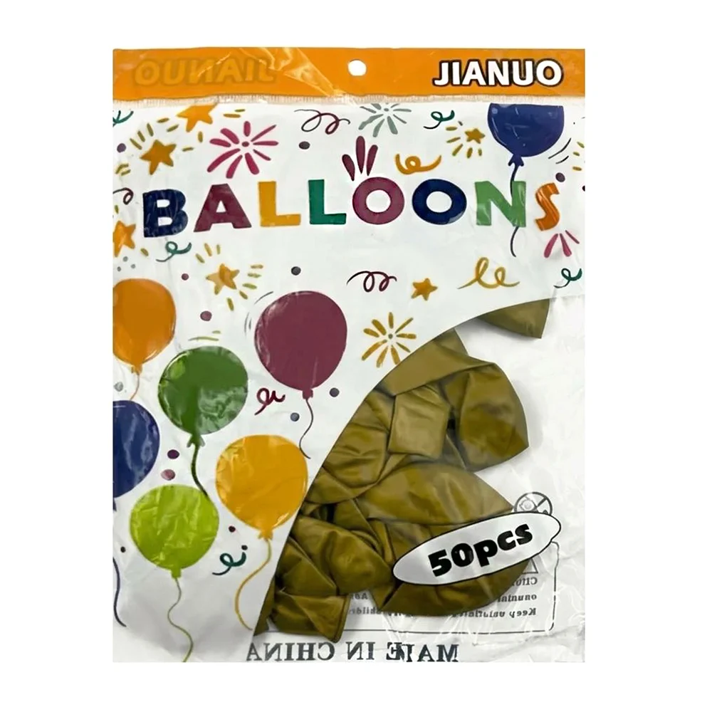 Paquete con 50 globos de látex jianuo en color dorado / balloons / yong-440-3