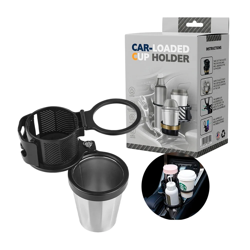 Porta vasos de plástico para 3 bebidas con rotación de 360° + soporte para celular, variedad de colores / zj-b3 / 60000039