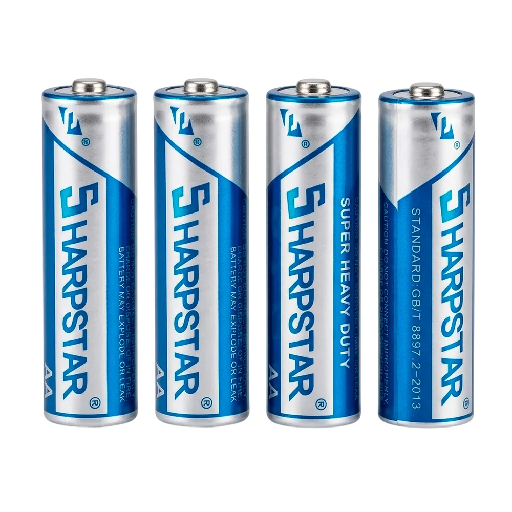 Blíster con 4 baterías sharpstar doble a multifuncionales / pilas aa sharpstar r6 de 1.5v / battery / um-3 / zy-sha-blueaa
