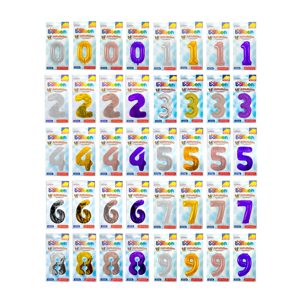 1pza Globo metálico en forma de número 14 pulgadas, variedad de colores / foil ballon / 7125