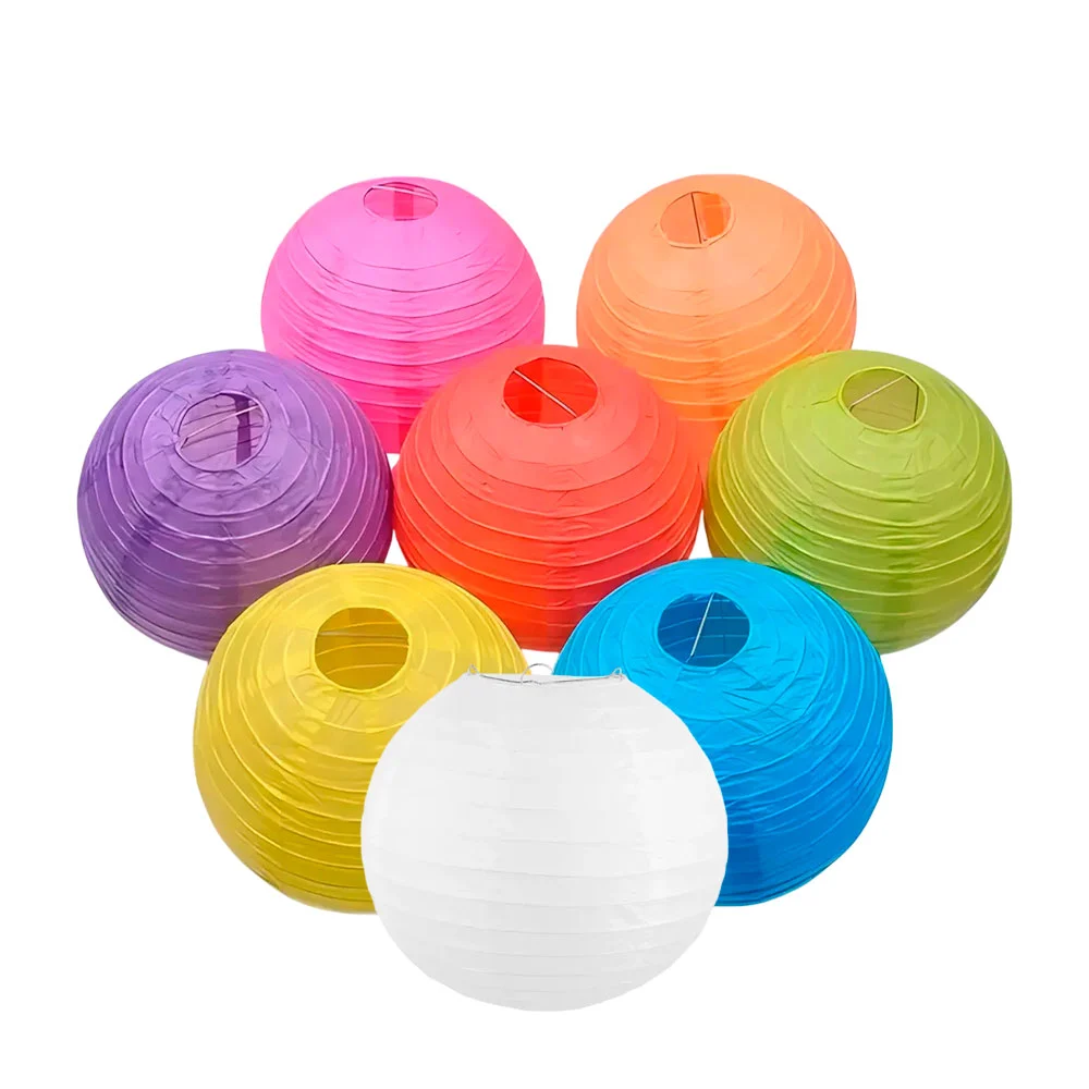 Farol redondo de papel china de 8 pulgadas, variedad de colores / af0269