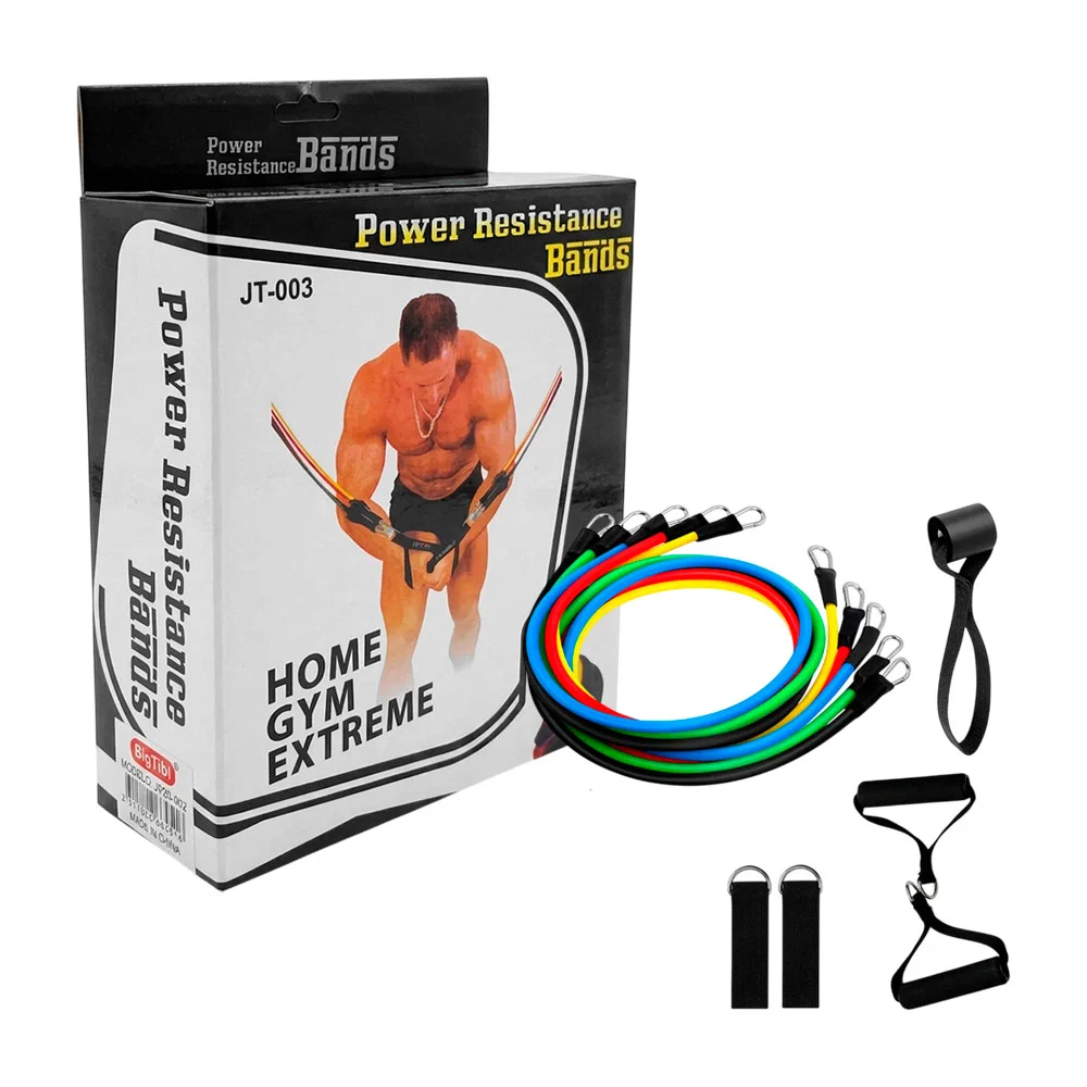 Caja con 5 ligas de resistencia para hacer ejercicio, variedad de colores / power resistance bands / jt-003 / gh4501 / mk-i-91