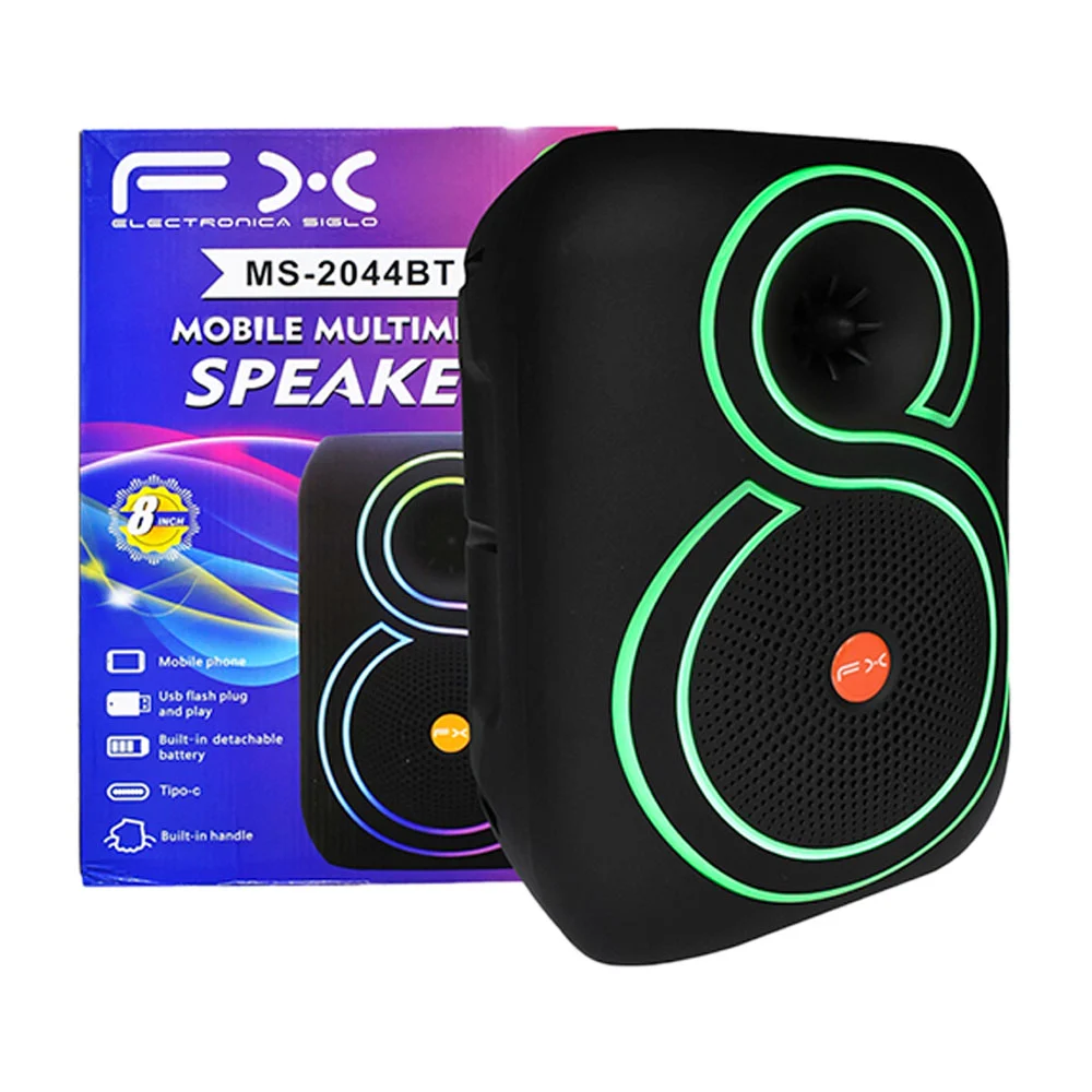 Bocina inalambrica fx, 8x2 pulgadas con luces rgb, radio, puerto usb-tf / 2044bt