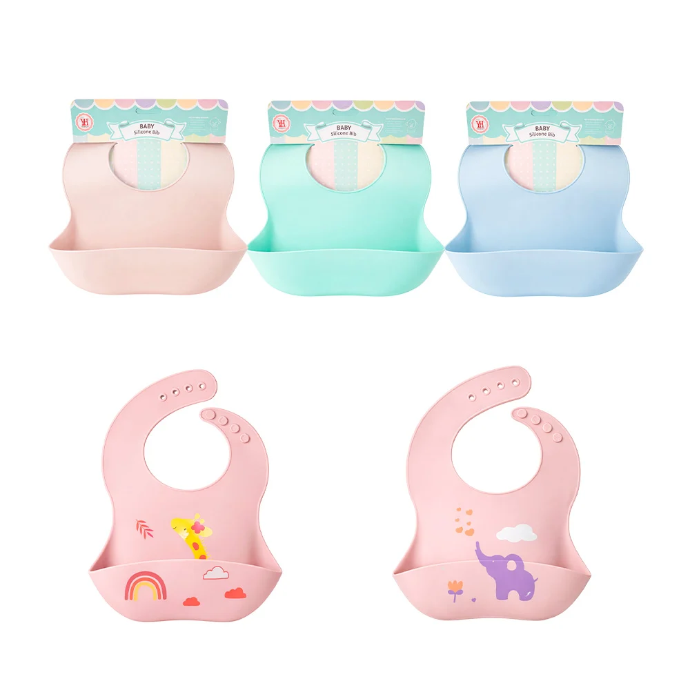 Babero entrenador ajustable de silicona con un compartimiento para bebé / baby silicone bid / ro-0097
